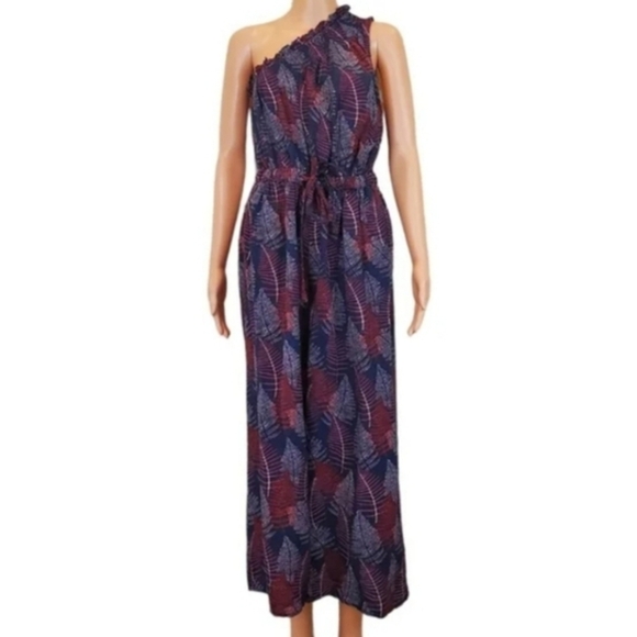 NEW Entro one shoulder multi color wide leg Jumpsuit - Picture 1 of 7
